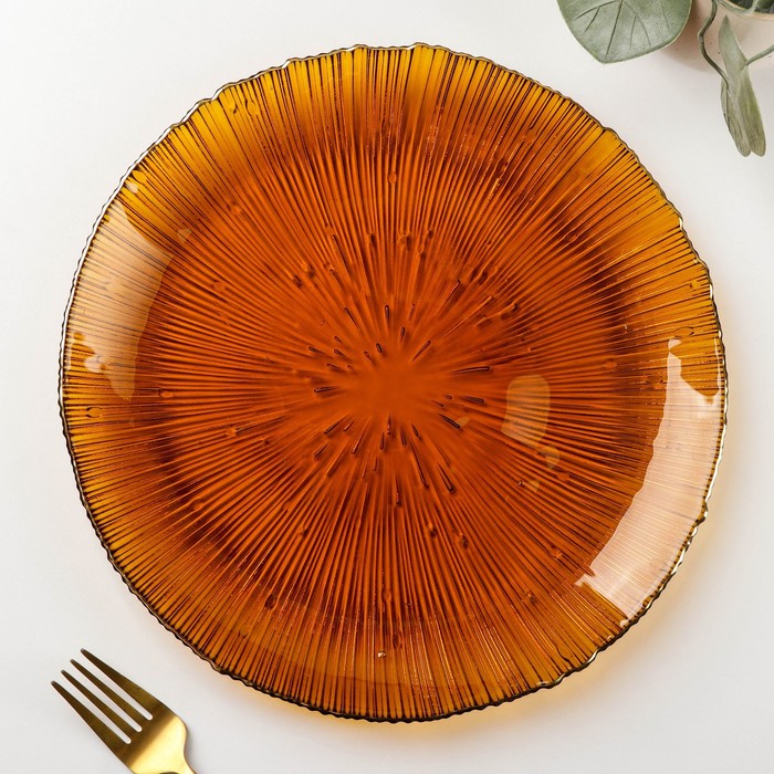 Тарелка стеклянная подстановочная «Фейерверк», d=27 см, цвет янтарный тарелка стеклянная комета d 27 см цвет белое золото
