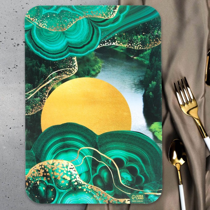 фото Доска разделочная «малахит», пластик, 30 × 20 см дорого внимание