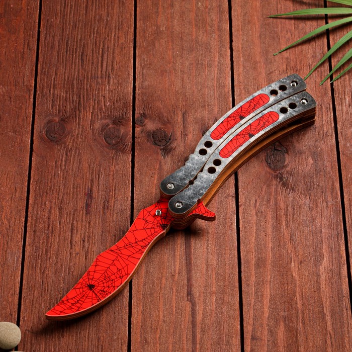 Сувенир деревянный «Нож Бабочка» красный