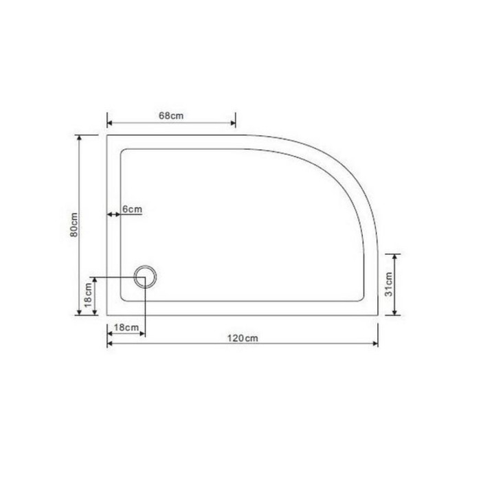 

Поддон душевой GROSSMAN для GR-2120R/4120R, 120х80х15 см, акриловый, правый, полукруглый
