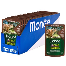 

Влажный корм Monge Cat BWild GRAIN FREE для крупных кошек, мясо буйвола с овощами, 85 г