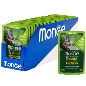 

Влажный корм Monge Cat BWild GRAIN FREE для стерилизованных кошек, дикий кабан/овощи, 85 г