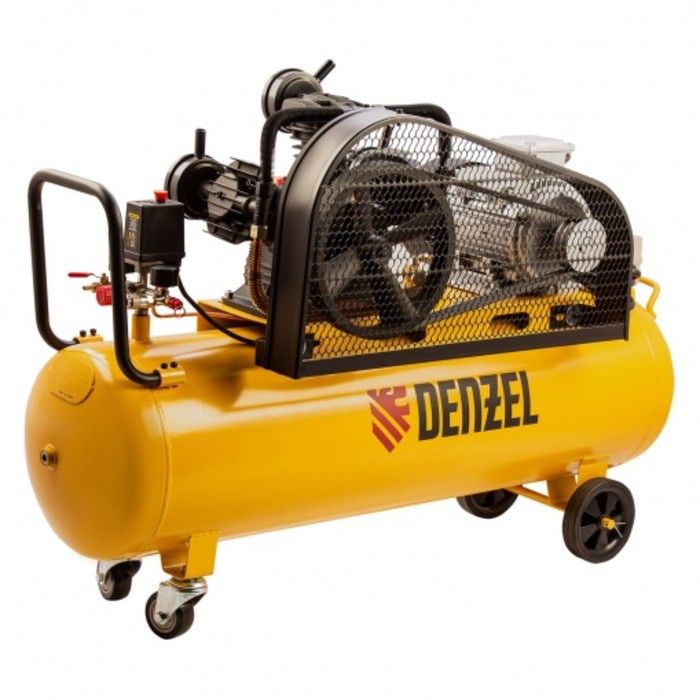 Компрессор воздушный Denzel BCW3000-T/100, 400 В, 3.0 кВт, 520 л/мин, поршневой ременный компрессор воздушный denzel bci2300 50 230 в 2 3 квт 400 л мин поршневой ременный