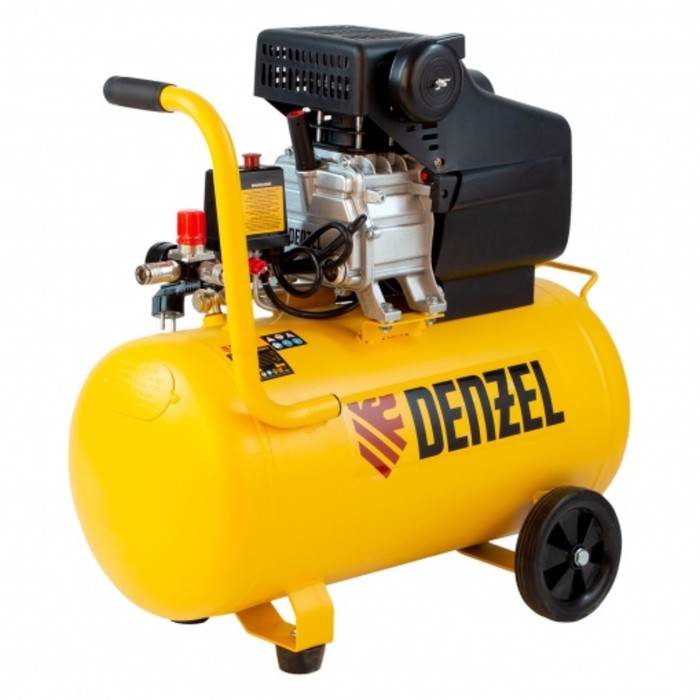 Компрессор воздушный Denzel DC1500/50, 230 В, 1.5 кВт, 220 л/мин, поршневой прямой привод компрессор воздушный dc1500 24 прямой привод 1 5 квт 24 литра 220 л мин denzel