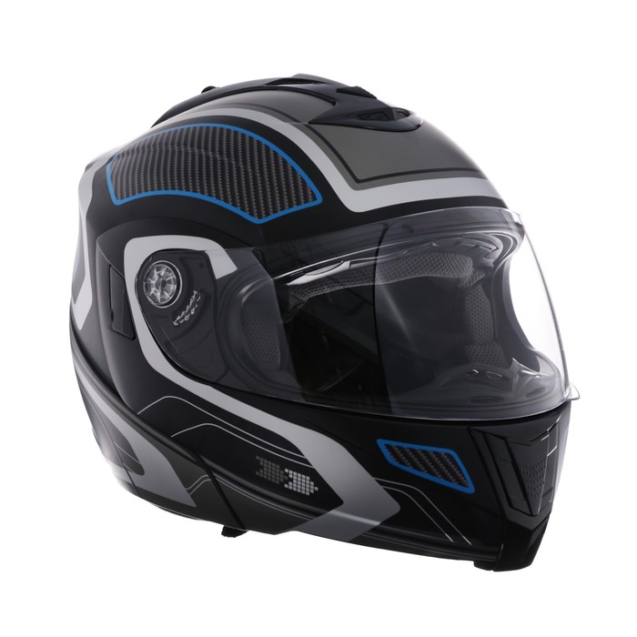 Шлем модуляр, графика, черно-синий, размер M, FF839 шлем модуляр rev 19 матовый размер m чёрный