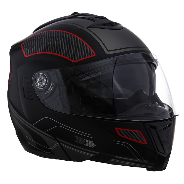 фото Шлем модуляр, графика, черно-красный, размер m, ff839