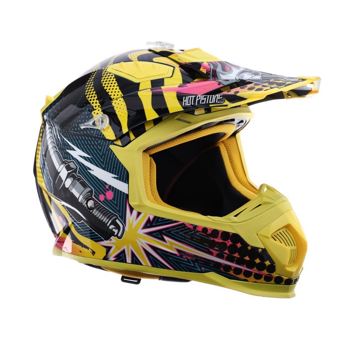 Шлем кроссовый, графика, желтый, размер XL, MX315