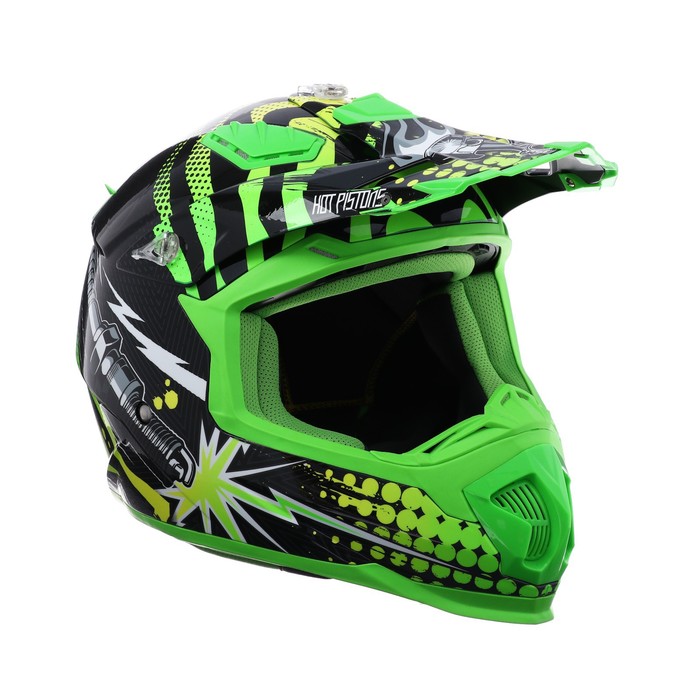 Шлем кроссовый, графика, зеленый, размер XL, MX315