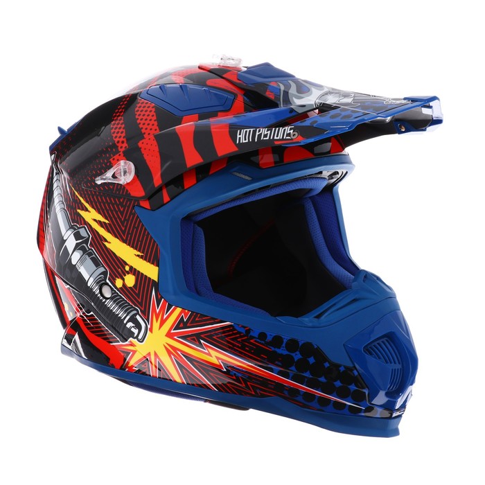Шлем кроссовый, графика, синий, размер XL, MX315