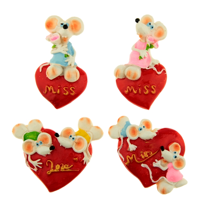 Магнит "Мышки на сердце", МИКС