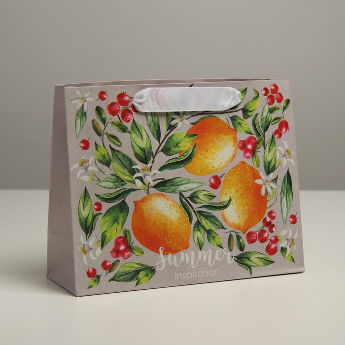 Пакет подарочный крафтовый, упаковка, «Лето», 22 х 17,5 х 8 см пакет крафтовый подарочный счастье внутри 22 × 17 5 × 8 см