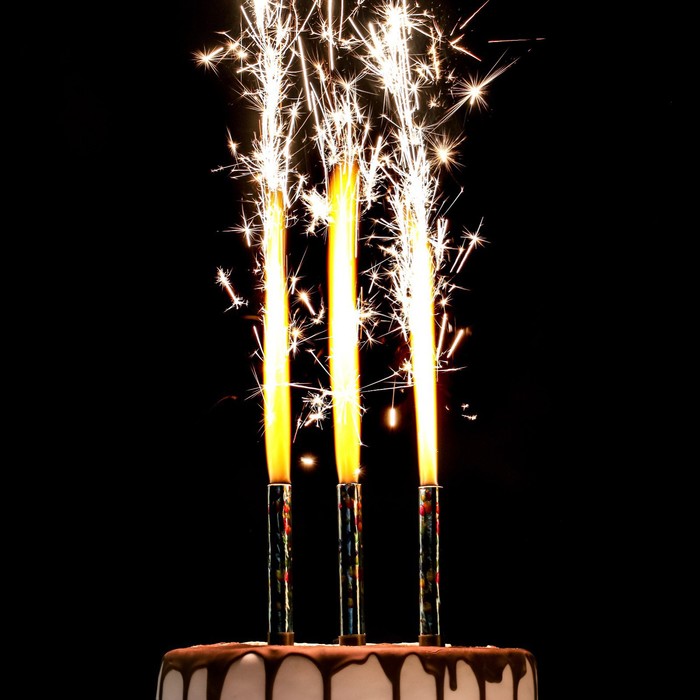 фото Набор тортовых свечей фонтанов "шарики", 10 см, 3 шт, картон страна карнавалия