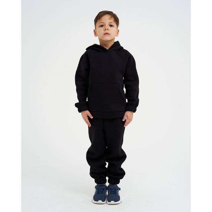 фото Костюм детский с начёсом (толстовка, брюки) kaftan "basic line" р.34 (122-128), чёрный