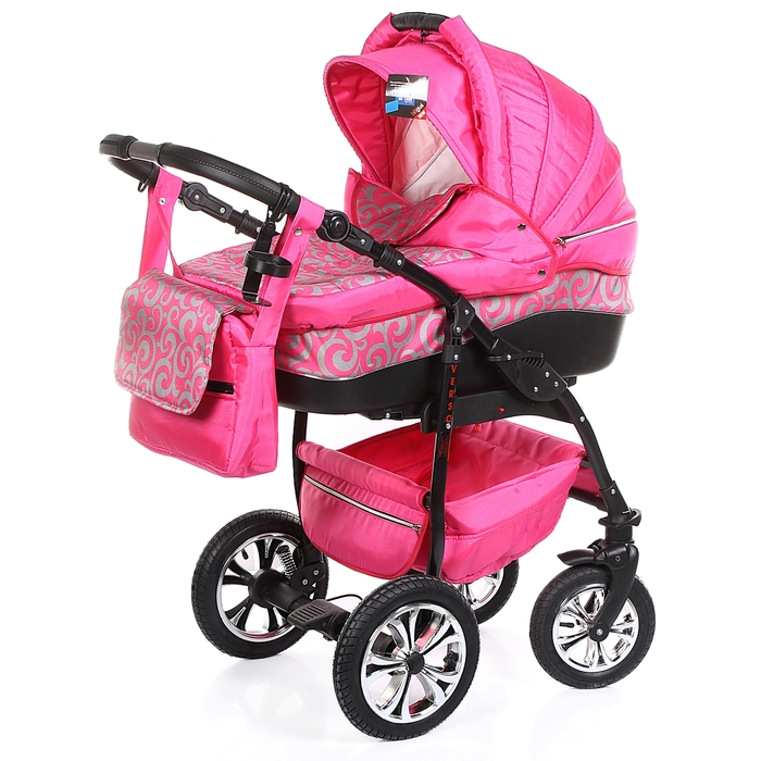 Коляска 2 в 1 Verso: люлька, прогулочный блок, цвет розовый