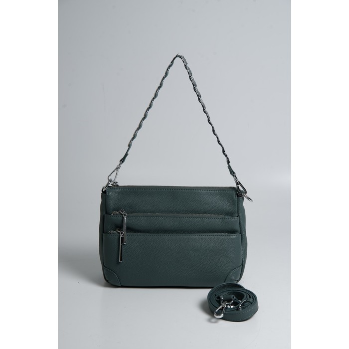 Кросс-боди, отдел на молнии, цвет зеленый 26х11х18см