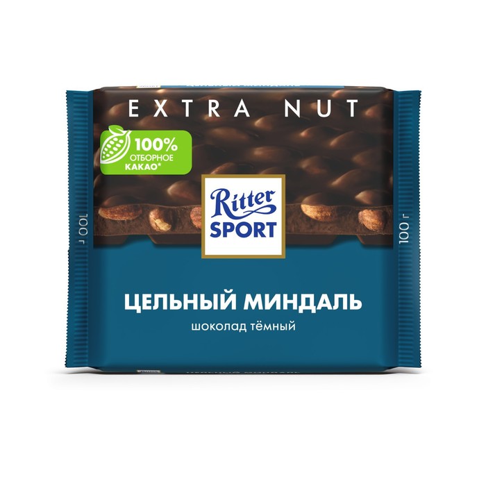 

Шоколад Ritter Sport Extra Nut 100г/темный.шок./цельн.миндаль