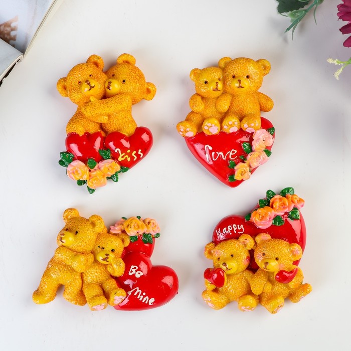 Магнит "Мишки с сердцем", МИКС