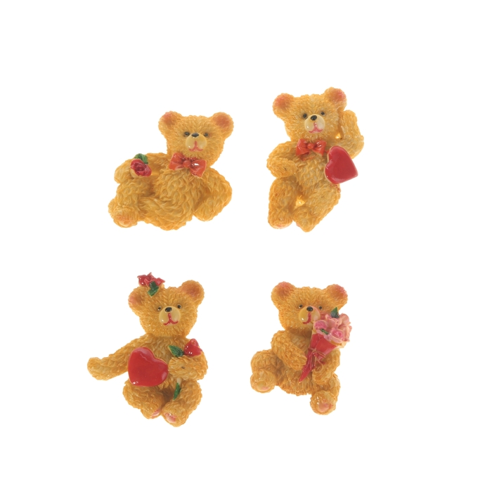 Магнит "Мишутка с цветами/сердцем", МИКС