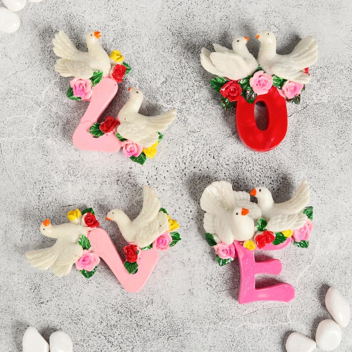 Магнит "Два голубя. Love", МИКС