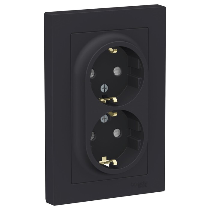 

Розетка двойная SE ATLASDESIGN, 16 А, 250 В, встраив., c з/к, шторки, IP20, карб., ATN001026