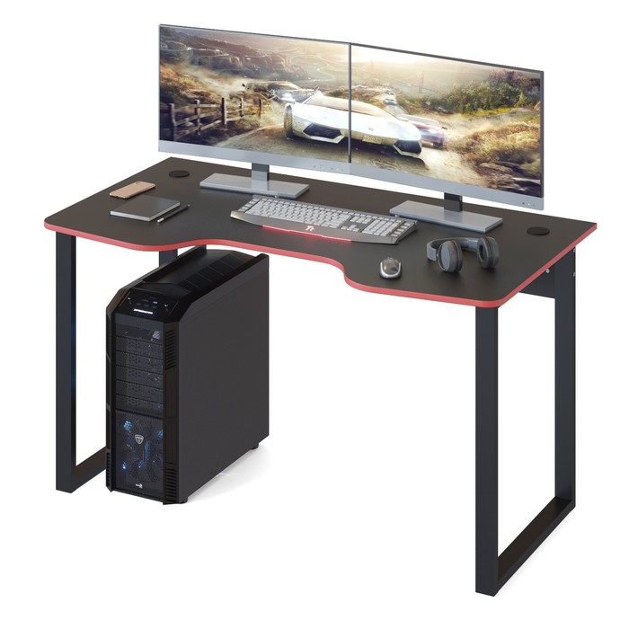 Стол компьютерный «КСТ-19», 1350 × 730 × 740 мм, цвет чёрный / красный стол компьютерный кст 19 1350 × 730 × 740 мм цвет белый