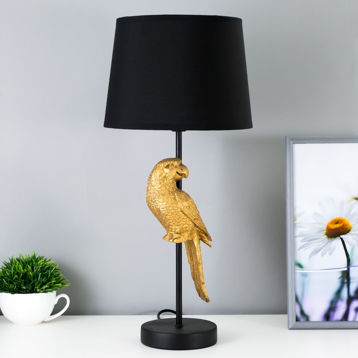 Настольная лампа Попугай E27 40Вт черно-золотой 23,5х23,5х50 см RISALUX