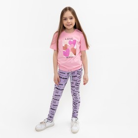 

Леггинсы для девочки, цвет сиреневый/надписи, рост 146 см