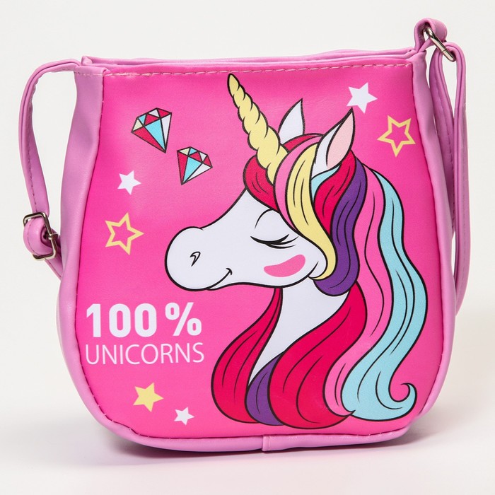 

Сумочка детская "100% Unicorns" на кнопочке, розовая