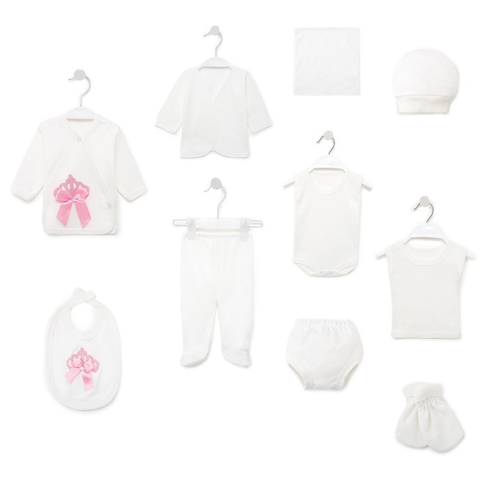 Комплект на выписку для новорождённых (11 предметов), цвет белый, рост 56 см