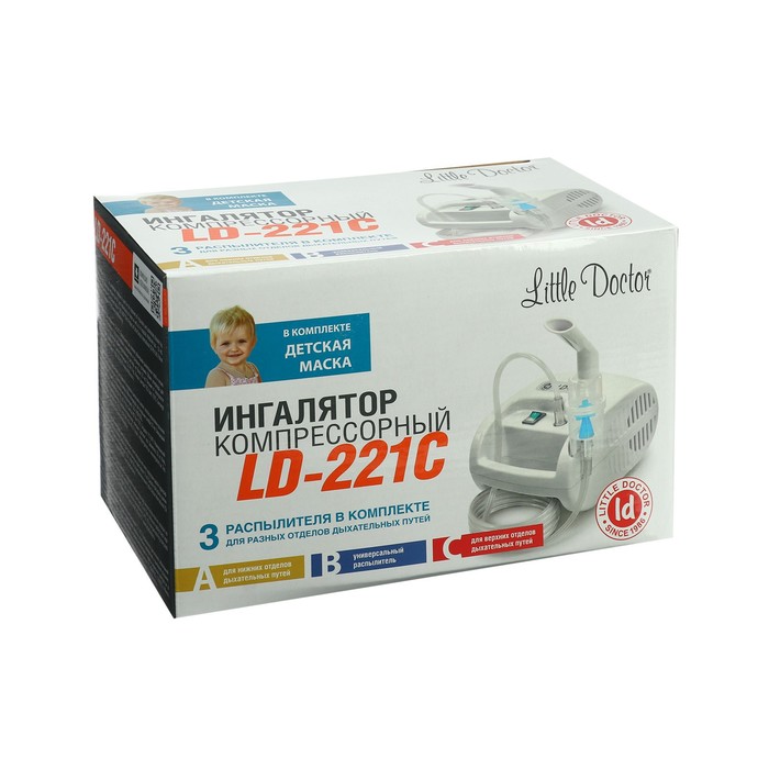 Ингалятор Little Doctor LD-221С, 60 Вт, компрессорный, 3 распылителя, 10 мл, 0.3-0.5 мл/мин   763352
