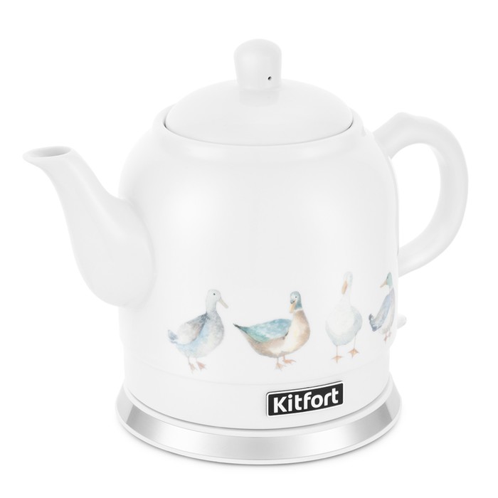 Чайник электрический Kitfort KT-691-2, керамика, 1.2 л, 1800 Вт, белый с рисунком
