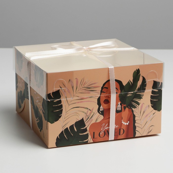 Коробка для капкейка, кондитерская упаковка, 4 ячейки, «Дикая», 16 х 16 х 10 см