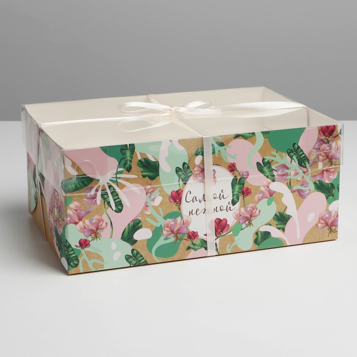 Коробка для капкейка, кондитерская упаковка, «Самой нежной», 23 х 16 х 10 см коробка на 2 капкейка самой чудесной 16 х 8 х 7 5 см