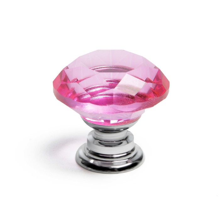 Ручка кнопка CAPPIO, цвет розовый "Алмаз", стеклянная, d=25 мм