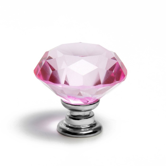 Ручка кнопка CAPPIO, цвет розовый "Алмаз", стеклянная, d=30 мм