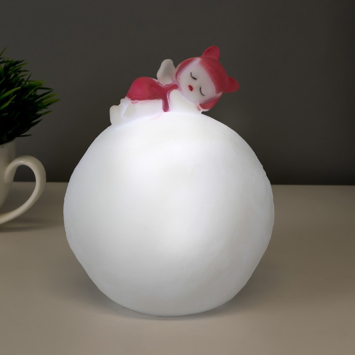 Ночник "Девочка на луне" LED от батареек 3xLR44 розовый 10х10х14 см 7332058