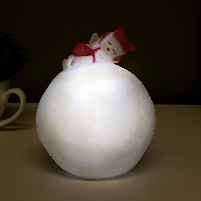 Ночник "Девочка на луне" LED от батареек 3xLR44 розовый 10х10х14 см 7332058