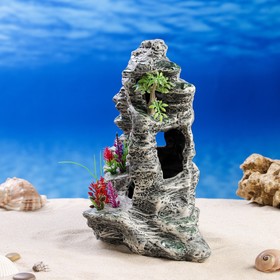 

Декорация для аквариума "Скала с декором", серая, керамика, 27х15х25 см