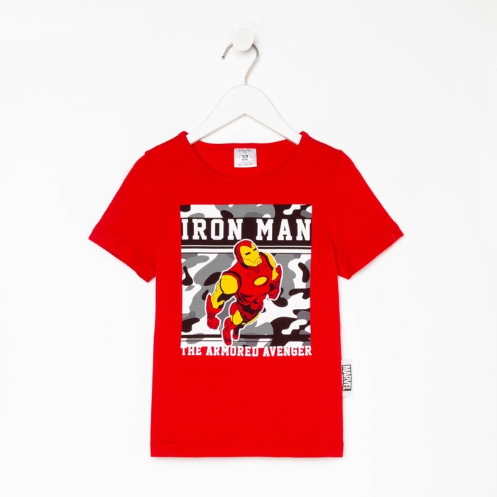 Футболка детская Iron man Мстители, рост 122-128, красный детская футболка iron man comics комиксы железный человек 152 красный