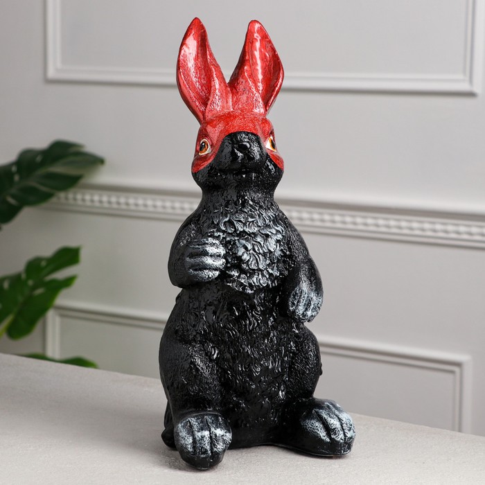 фото Копилка "заяц в маске", бордовая, художка, гипс, 39х17х19 см premium gips