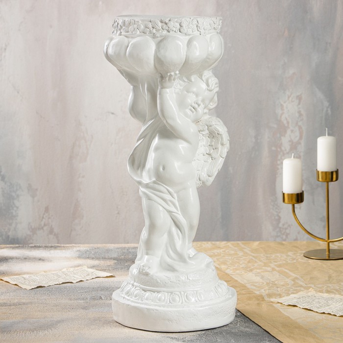 Статуэтка "Ангел с чашей", белая, 53х21х21 см, 1.2 л