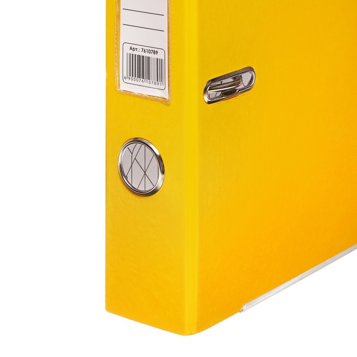 фото Папка-регистратор а4, 50 мм, lamark, полипропилен, металлическая окантовка, карман на корешок, собранная, жёлтая