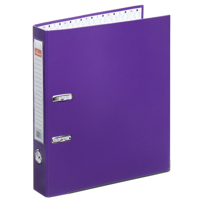 Папка-регистратор А4, 50 мм, Calligrata , полипропилен, металлическая окантовка, карман на корешок, собранная, фиолетовая