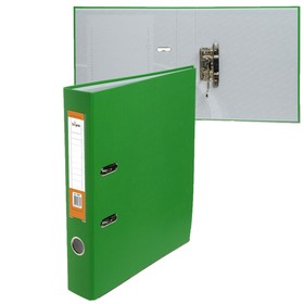 Регистратор PP 50мм светло-зеленый, метал.окантовка/карман, собранный,