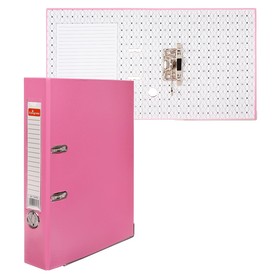 Регистратор PP 50мм розовый, метал.окантовка/карман, собранный,