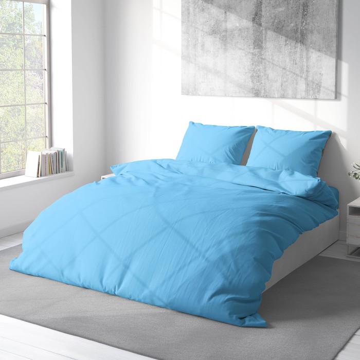 фото Постельное бельё 1,5 сп русский дом "голубой" 145х215, 150х215, 70х70см 2 шт, бязь, 120 г/м, хлопок 100%