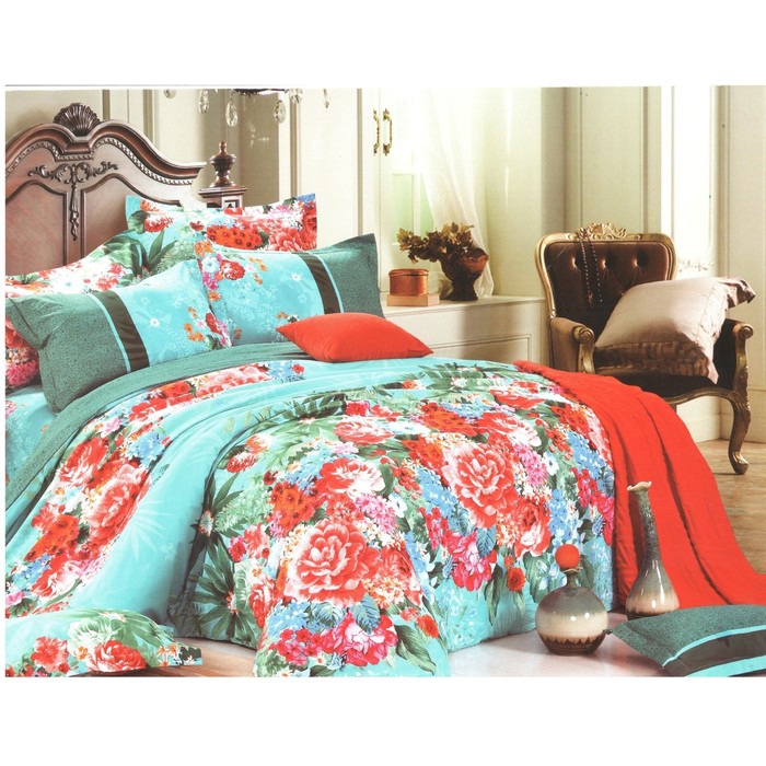 Постельное бельё "Этель Сатин" евро Сильвия 200*220 см, 220*240 см, 50*70 - 2 шт.