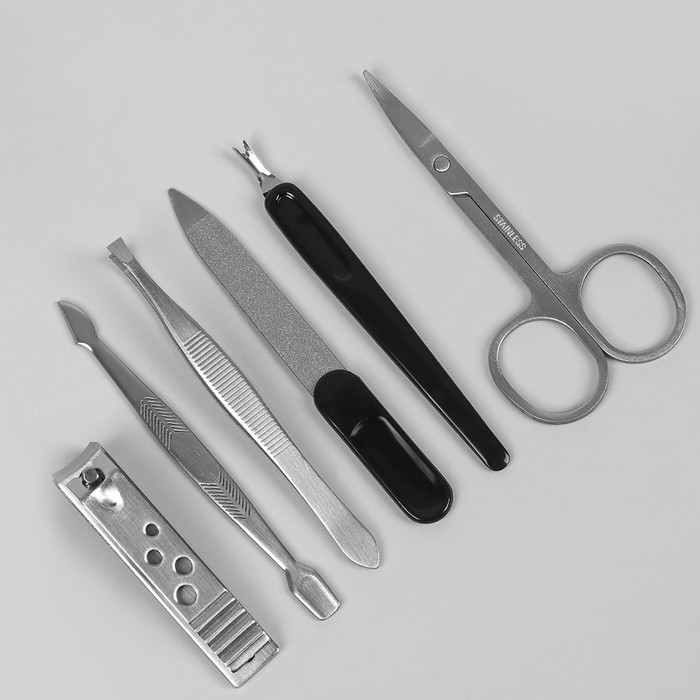 Набор маникюрный в футляре, 6 предметов, цвет коричневый