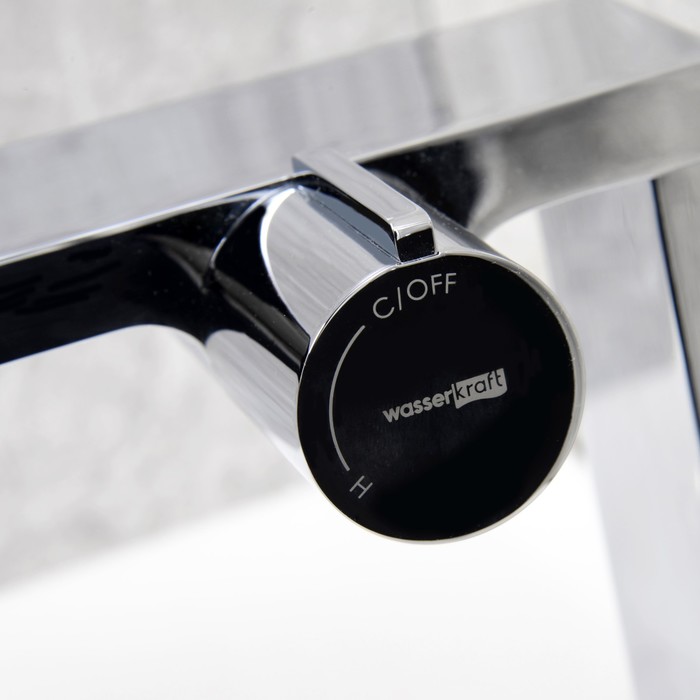 фото Смеситель для раковины wasserkraft alme 1510, однорычажный, излив 197 мм, хром