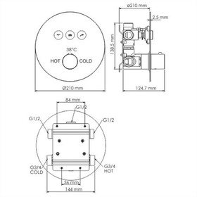 

Смеситель для душа WasserKraft Dinkel 5844 Thermo, одновентильный, термостат, хром